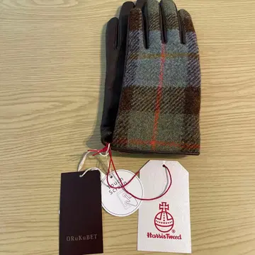 가죽 체크 무늬 장갑