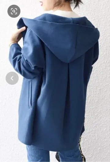 쉽스 애니 네이비 후드 부착 울 코트