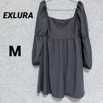 수입 구제 의류 [ EXLURA ] 오프숄더 블랙 원피스 짧은 기장 M