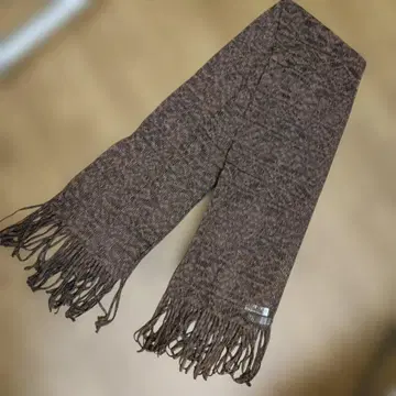 GARZIER.브라운 프린지 달린 면마 혼방 스톨, 이탈리아제