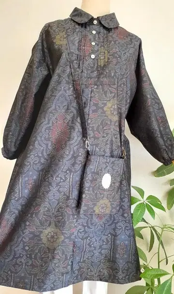 기모노 리메이크 본장 오시마 명주 가슴 절개 원피스