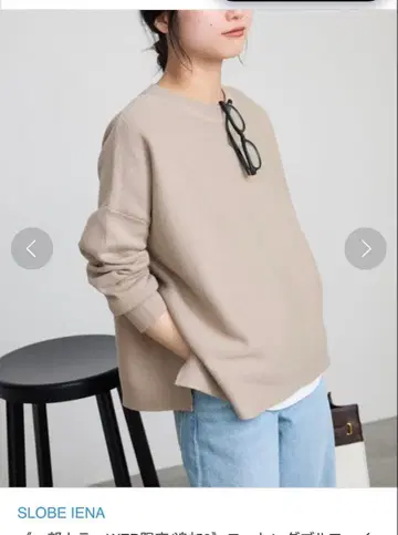SLOBEiENA 코튼 더블 페이스 풀오버 베이지 슬로브 이에나 니트