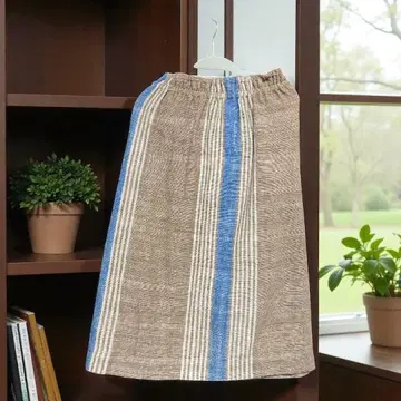 [ usaato ] 린넨 스트라이프 디자인 롱 스커트