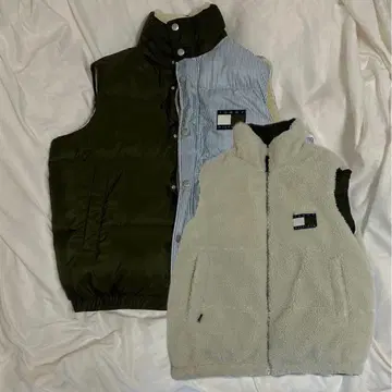 TOMMY HILFIGER 다운 베스트 리버서블 아우터 슬리브리스