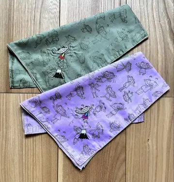 [미사용품] 알베로베로 손수건 돼지 자수 포함 색상 다른 2장 세트