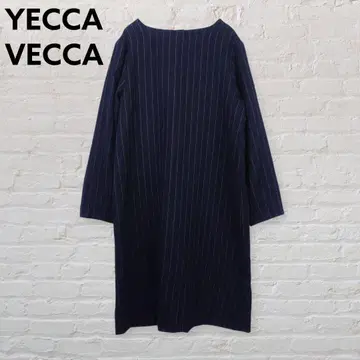 YECCA VECCA 스트라이프 원피스 네이비 F 깔끔한 긴팔