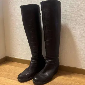 다크 브라운 가죽 롱 부츠