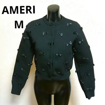 AMER I 아메리 리본 포함 블랙 가디건 M