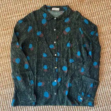 Sally Scott 긴팔 셔츠 다크 그린 실크