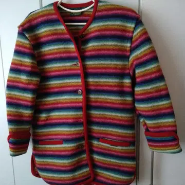 GEIGER 멀티 컬러 스트라이프 니트 자켓 36