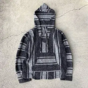 레어 90s 빈티지 구제 의류 멕시칸 후드티 모노톤 화이트 그레이