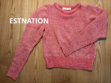 에스트네이션 니트 라메 상의  퍼프 슬리브 긴팔