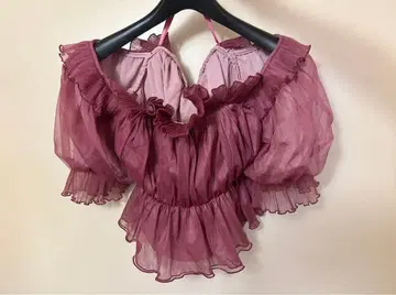 snidel Sustainable 개더 오프숄더 블라우스 핑크