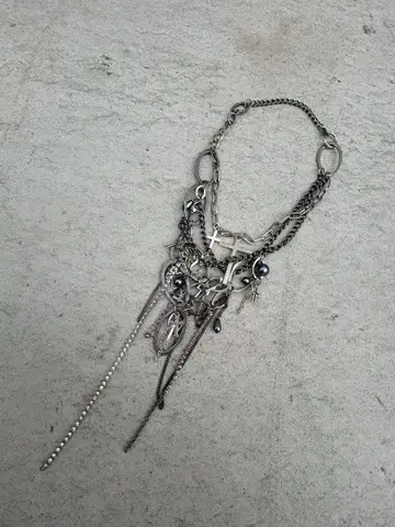 gunda 레이어 체인 실버 목걸이 y2k