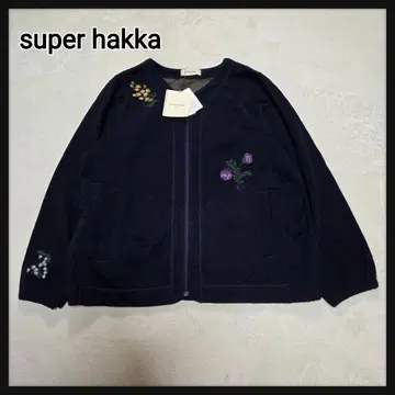 [택 포함 새상품] super hakka 블루종 빅 사이즈 꽃무늬 자수