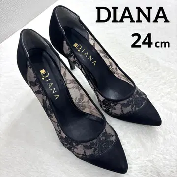 새상품급 다이애나 펌프스 하이힐 레이스 스웨이드 스틸레토 블랙