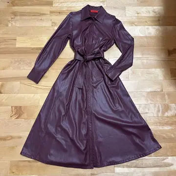 MAX&CO 버건디 가죽 원피스