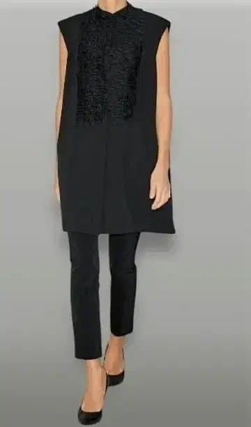 YOKO CHAN 블랙 슬리브리스 롱 블라우스