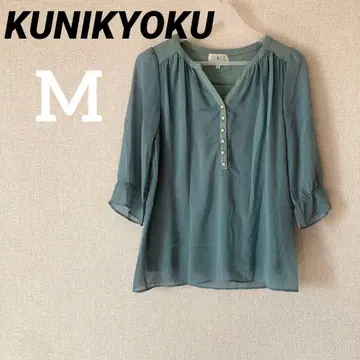 쿠미교쿠 도킹 블라우스 시어 슬리브 스키퍼 모조 진주 M
