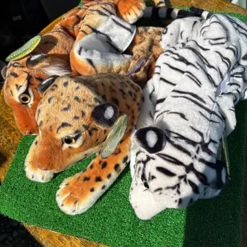 호랑이 표범 화이트 타이거 봉제 인형 세트 티슈 케이스