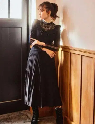 블랙 롱 니트 원피스