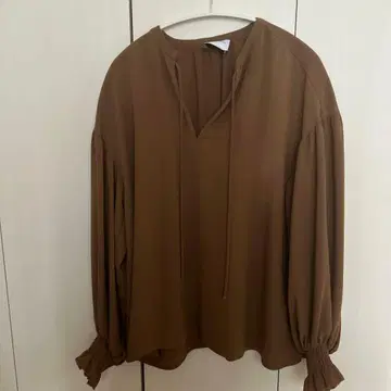 UNITED ARROWS 브라운 V넥 긴팔 블라우스