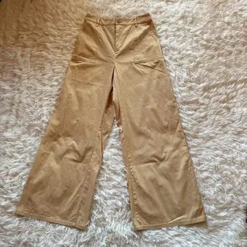 index 여성용 와이드 팬츠 M 코튼 스트레치 베이지 신축성