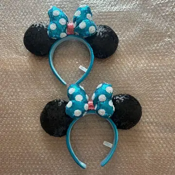디즈니 머리띠 2개 세트 물방울 도트 리본 스팽글