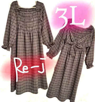 슬림핏 원피스 3L re-j 뒤 리본 체크 무늬 원피스