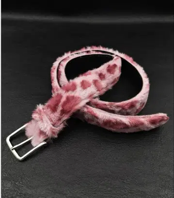 PINK 레오팔드 패턴 서브컬처 플리스 벨트 레트로