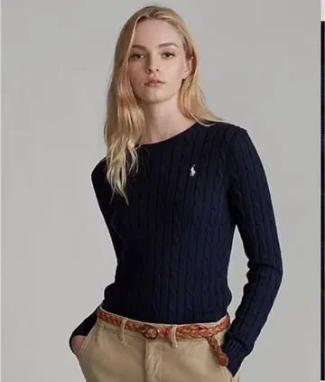 [정품] 폴로 랄프로렌 케이블 니트 코튼 네이비 M