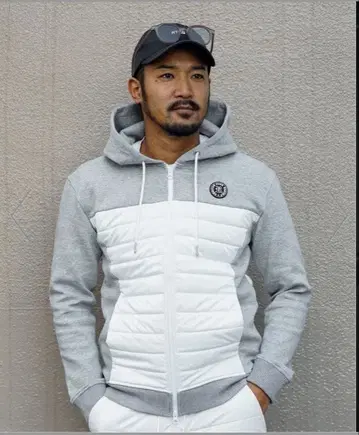 그레이/화이트 집업 후드티