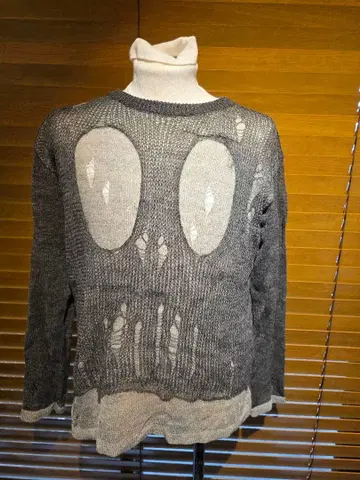 blackmeans 스컬 데미지 디자인 니트 스웨터