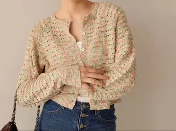 TINA:JOJUN 면 슬라브 래글런 가디건