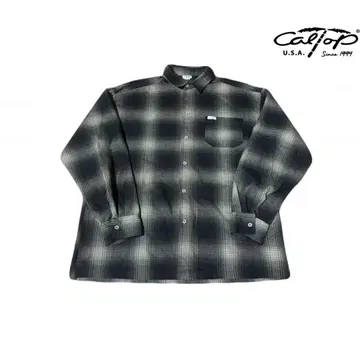 caltop 플란넬 셔츠 블랙 x 그레이 XL