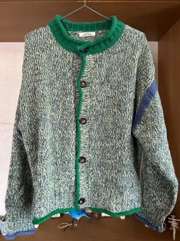 CUBESUGER 그린 니트 가디건