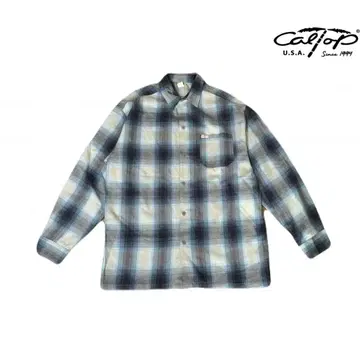 caltop 2000 XL 블루 계열 플란넬 셔츠