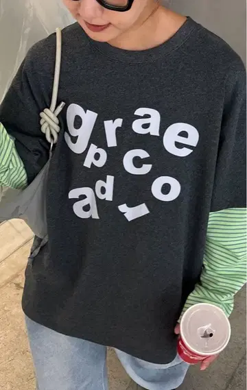 CIAOPANIC TYPY 새상품 레이어드 보더 로고 롱 T