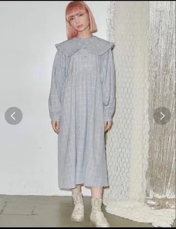 메리제니 merry jenny 프릴 체크 2way 원피스 블루