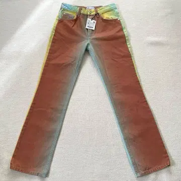 새상품 ZARA 자라 미드 스트레이트 핏 프린트 데님 36