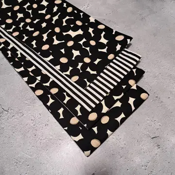 반폭 오비 장척 일본산 코튼 북유럽 스타일 플라워 x 스트라이프 리버서블