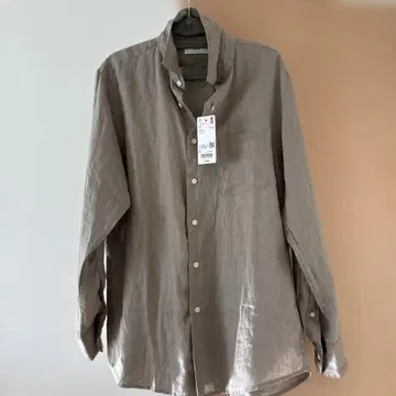 린넨 베이지 긴팔 셔츠 L 사이즈