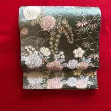 꽃무늬 그린 계열 후쿠로 오비