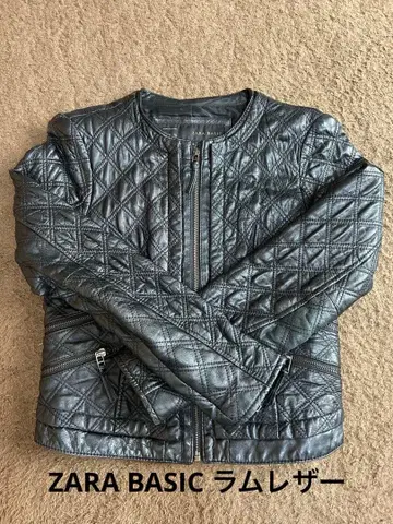 ZARA BASIC 블랙 퀼팅 라무 가죽 자켓