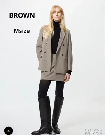 유니클로 더블 자켓 브라운 M