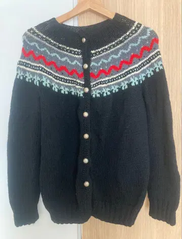 노르딕 무늬 긴팔 가디건 빈티지