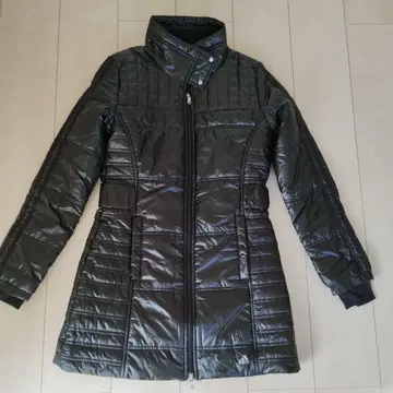 블랙 퀼팅 롱 코트