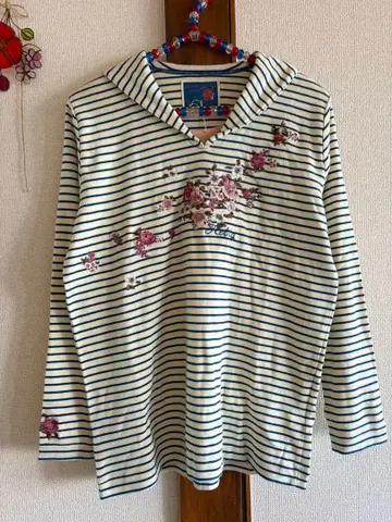 KETTY 케티 세일러 꽃 자수 티셔츠 셔츠 보더