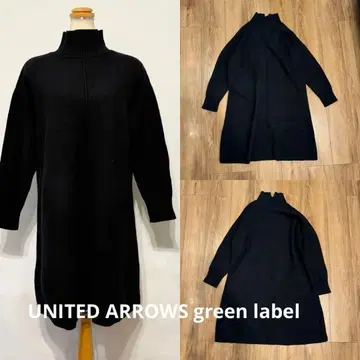 UNITED ARROWS 그린 라벨 하이넥 니트 원피스 블랙