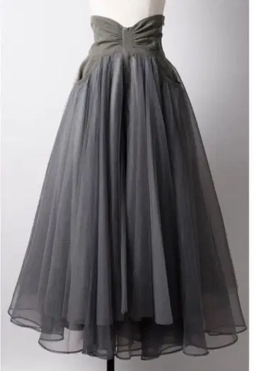 [ la belle Etude ] 하이웨스트 데님 볼륨 샤샤 스커트